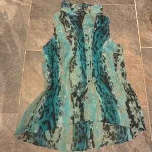 New Directions XL Polyester Animal Print Blouse